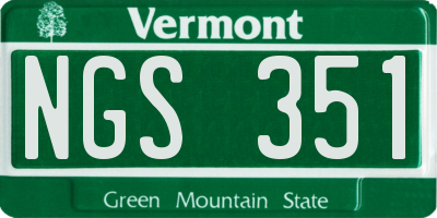 VT license plate NGS351