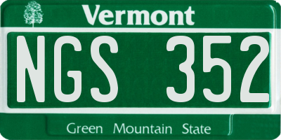 VT license plate NGS352