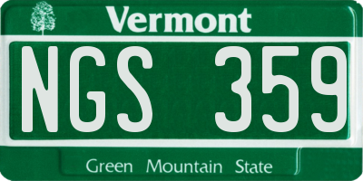 VT license plate NGS359