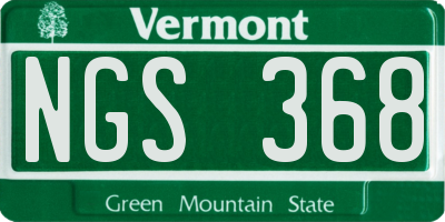 VT license plate NGS368