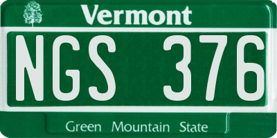 VT license plate NGS376