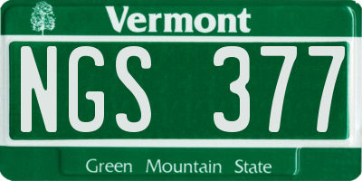 VT license plate NGS377