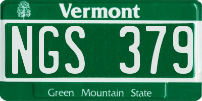 VT license plate NGS379