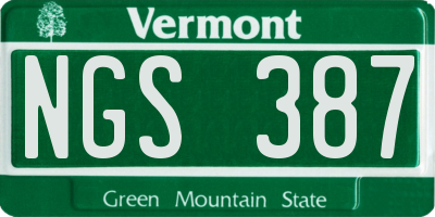 VT license plate NGS387
