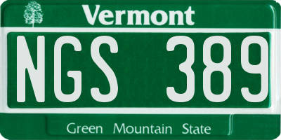 VT license plate NGS389