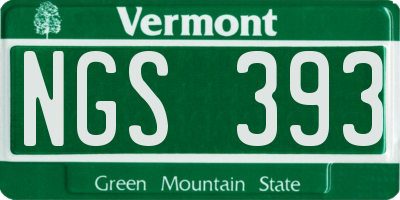 VT license plate NGS393