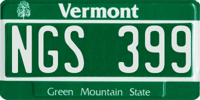 VT license plate NGS399