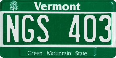 VT license plate NGS403
