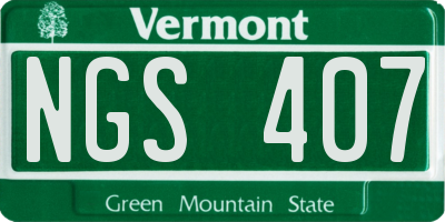 VT license plate NGS407