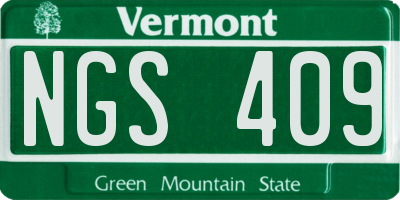 VT license plate NGS409