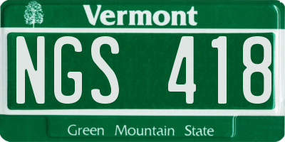 VT license plate NGS418