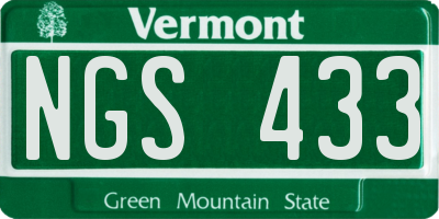 VT license plate NGS433