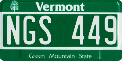 VT license plate NGS449