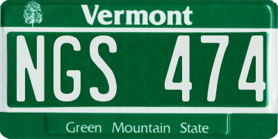 VT license plate NGS474