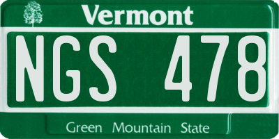 VT license plate NGS478