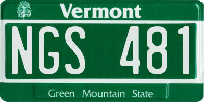 VT license plate NGS481
