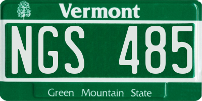 VT license plate NGS485