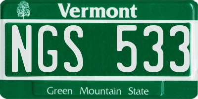 VT license plate NGS533