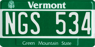 VT license plate NGS534