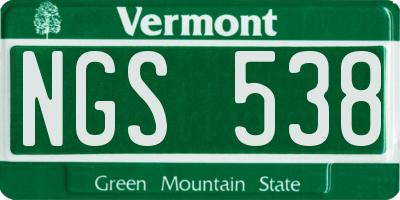 VT license plate NGS538