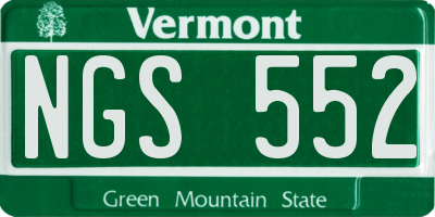 VT license plate NGS552