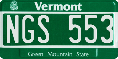 VT license plate NGS553