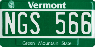 VT license plate NGS566