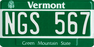 VT license plate NGS567