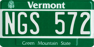 VT license plate NGS572