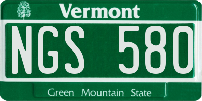 VT license plate NGS580