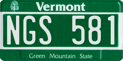 VT license plate NGS581