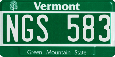 VT license plate NGS583