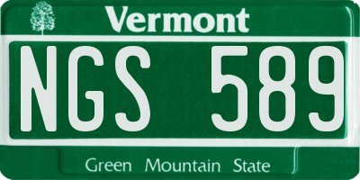 VT license plate NGS589