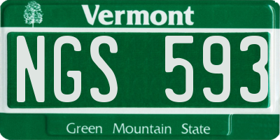 VT license plate NGS593