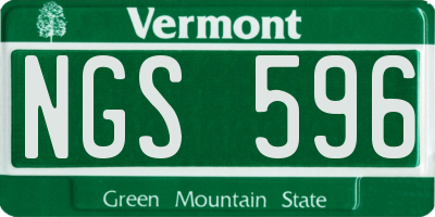 VT license plate NGS596