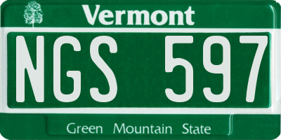 VT license plate NGS597