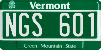 VT license plate NGS601