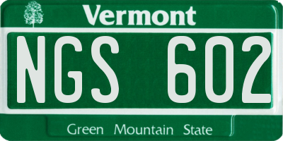 VT license plate NGS602
