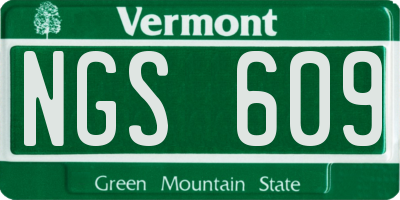 VT license plate NGS609