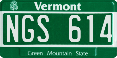VT license plate NGS614