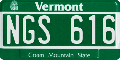 VT license plate NGS616
