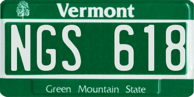 VT license plate NGS618