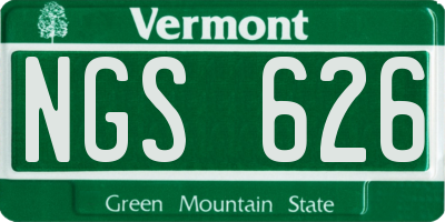VT license plate NGS626
