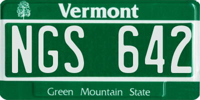 VT license plate NGS642