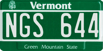 VT license plate NGS644