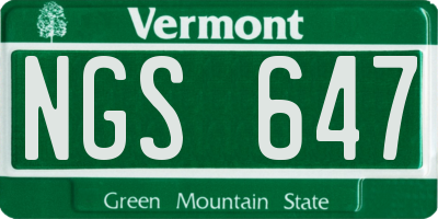 VT license plate NGS647