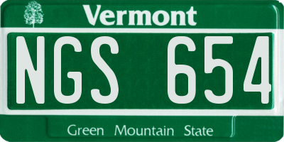 VT license plate NGS654