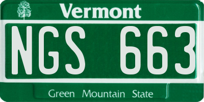 VT license plate NGS663