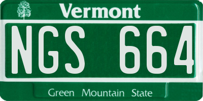 VT license plate NGS664