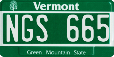 VT license plate NGS665